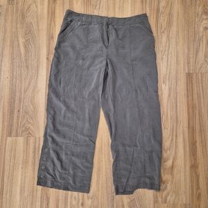 Gray Wide-Leg Cotton Blend Pants
